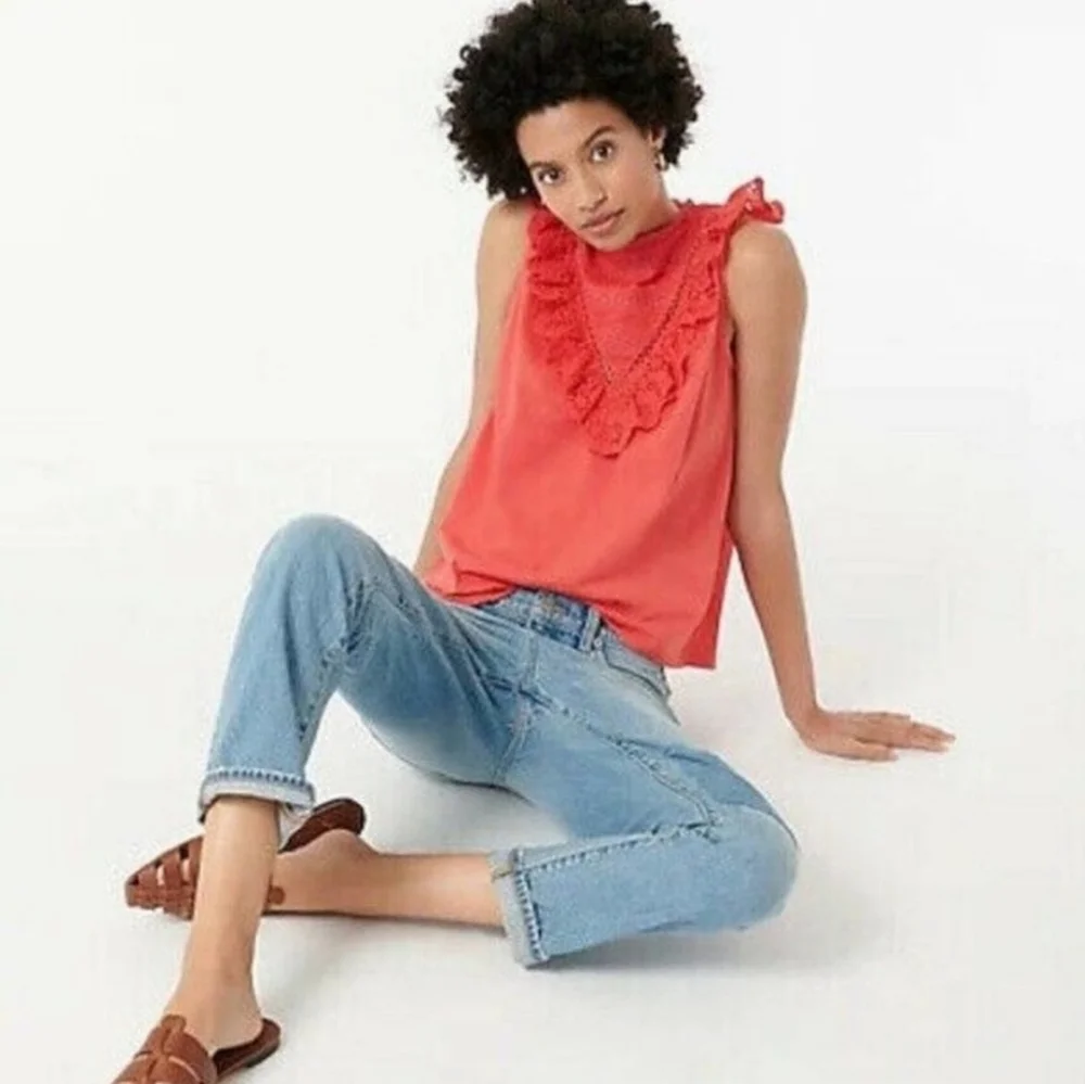 J Crew Eyelet Ruffle Front Tank - Picture 7 of 9